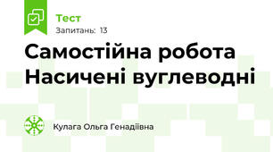 Самостійна робота Насичені вуглеводні