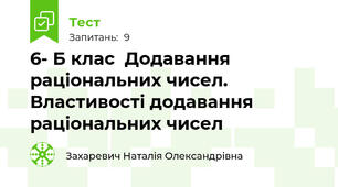 6- Б клас  Додавання раціональних чисел. Властивості додавання раціональних чисел