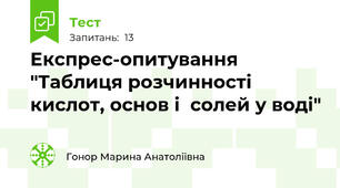 Експрес-опитування "Таблиця розчинності кислот, основ і  солей у воді"