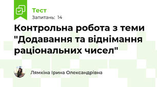 Контрольна робота з теми "Додавання та віднімання раціональних чисел"