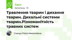 Травлення тварин і дихання тварин. Дихальні системи тварин.Різноманітність травних систем