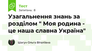 Узагальнення знань за розділом " Моя родина - це наша славна Україна"