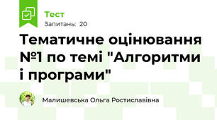 Тематичне оцінювання №1 по темі "Алгоритми і програми"