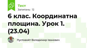 6 клас. Координатна площина. Урок 1. (23.04)
