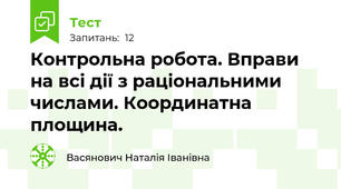 Контрольна робота. Вправи на всі дії з раціональними числами. Координатна площина.