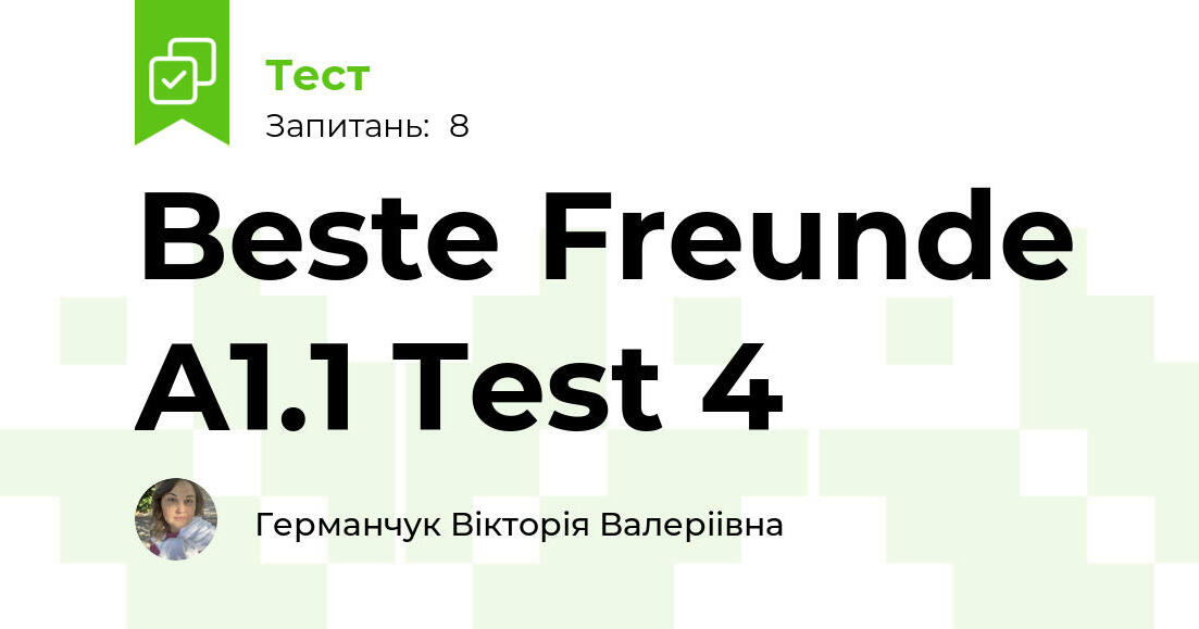 Beste Freunde A1 1 Test Lektion 8