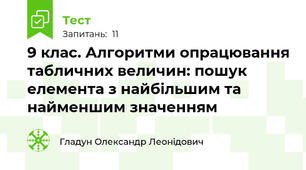 9 клас. Алгоритми опрацювання табличних величин: пошук елемента з найбільшим та найменшим значенням