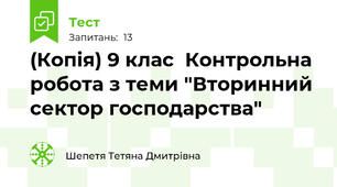 (Копія) 9 клас  Контрольна робота з теми "Вторинний сектор господарства"