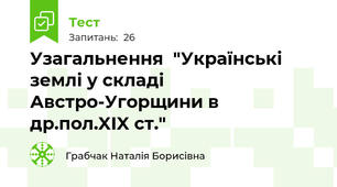 Узагальнення  "Українські землі у складі Австро-Угорщини в др.пол.XIX ст."