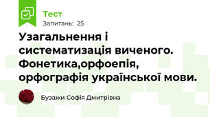 Узагальнення і систематизація виченого. Фонетика,орфоепія, орфографія української мови.