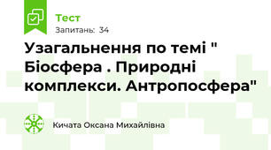 Узагальнення по темі " Біосфера . Природні комплекси. Антропосфера"