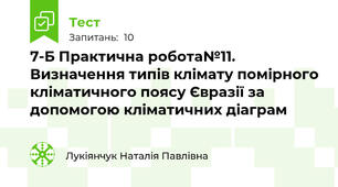 7-Б Практична робота№11. Визначення типів клімату помірного кліматичного поясу Євразії за допомогою кліматичних діаграм