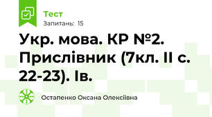 Укр. мова. КР №2. Прислівник (7кл. ІІ с. 22-23). Ів.