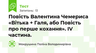 Повість Валентина Чемериса «Вітька + Галя, або Повість про перше кохання». ІV частина.