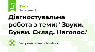 Діагностувальна робота з теми: "Звуки. Букви. Склад. Наголос."