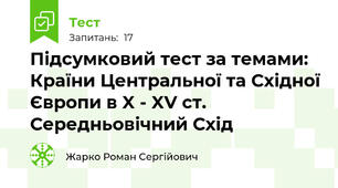 Підсумковий тест за темами: Країни Центральної та Східної Європи в X - XV ст. Середньовічний Схід