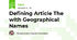 Defining Article The with Geographical Names