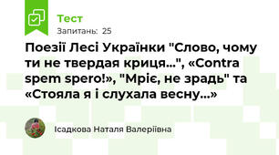 Поезії Лесі Українки "Слово, чому ти не твердая криця...", «Contra spem spero!», "Мріє, не зрадь" та «Стояла я і слухала весну…»