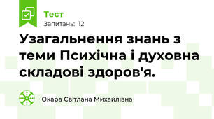 Узагальнення знань з теми Психічна і духовна складові здоров'я.