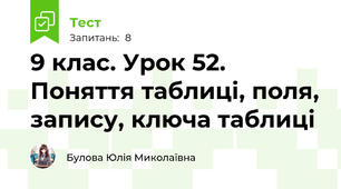 9 клас. Урок 52. Поняття таблиці, поля, запису, ключа таблиці