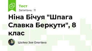 Ніна Бічуя "Шпага Славка Беркути", 8 клас
