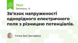 Зв’язок напруженості однорідного електричного поля з різницею потенціалів.