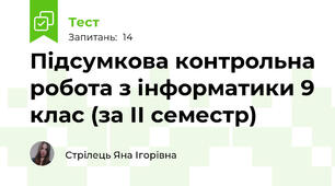 Підсумкова контрольна робота з інформатики 9 клас (за ІІ семестр)