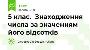 5 клас.  Знаходження числа за значенням його відсотків