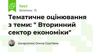 Тематичне оцінювання з теми: " Вторинний сектор економіки"