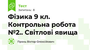 Фізика 9 кл. Контрольна робота №2.. Світлові явища