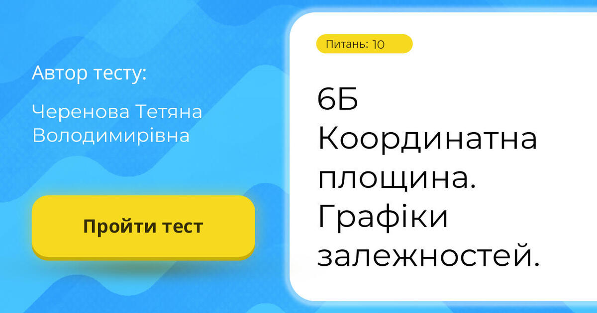 6Б Координатна площина. Графіки залежностей. | Тест на 10 запитань ...