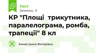 КР "Площі  трикутника, паралелограма, ромба, трапеції" 8 кл