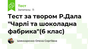 Тест за твором Р.Дала "Чарлі та шоколадна фабрика"(6 клас)