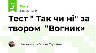 Тест " Так чи ні" за твором  "Вогник»