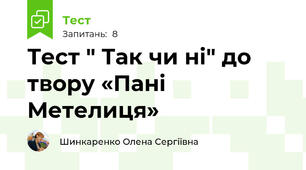 Тест " Так чи ні" до твору «Пані Метелиця»
