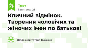 Кличний відмінок. Творення чоловічих та жіночих імен по батькові
