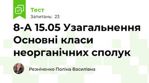 8-А 15.05 Узагальнення Основні класи неорганічних сполук