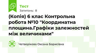 (Копія) 6 клас Контрольна робота №10 "Координатна площина.Графіки залежностей між величинами"