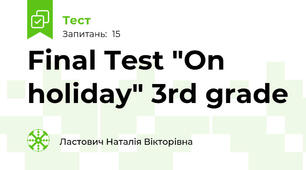 Final Test "On holiday" 3rd grade