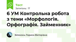 6 УМ Контрольна робота з теми «Морфологія. Орфографія. Займенник» 