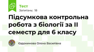 Підсумкова контрольна робота з біології за ІІ семестр для 6 класу