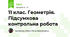 11 клас. Геометрія. Підсумкова  контрольна робота