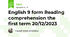 English 9 form Reading comprehension the first term 20/12/2023