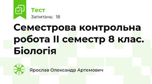 Семестрова контрольна робота ІІ семестр 8 клас. Біологія