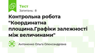 Контрольна робота "Координатна площина.Графіки залежності між величинами" 