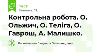 Контрольна робота. О. Ольжич, О. Теліга, О. Гаврош, А. Малишко. 