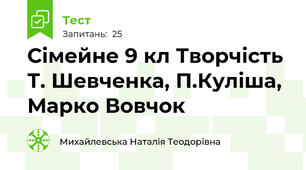 Сімейне 9 кл Творчість Т. Шевченка, П.Куліша, Марко Вовчок