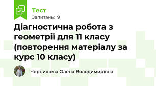 Діагностична робота з геометрії для 11 класу (повторення матеріалу за курс 10 класу)