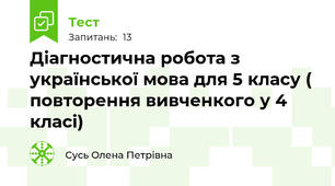 Діагностична робота з української мова для 5 класу ( повторення вивченкого у 4 класі)