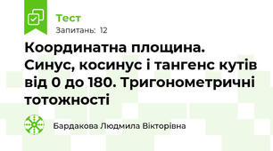Координатна площина. Синус, косинус і тангенс кутів від 0 до 180. Тригонометричні тотожності